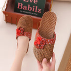 Chaussons d'été en lin avec semelle en bambou