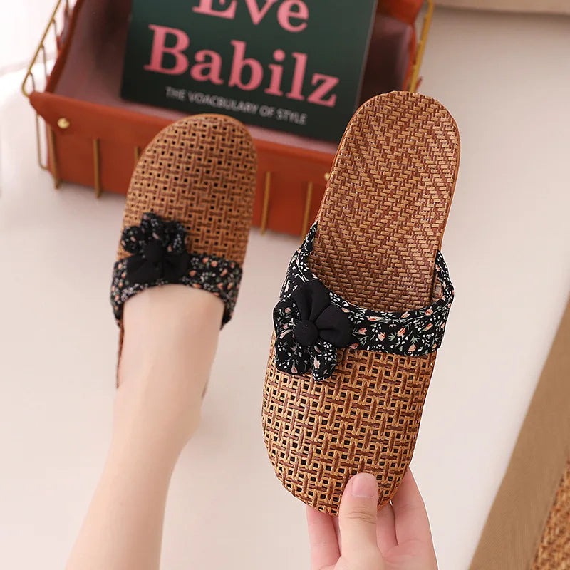 Chaussons d'été en lin avec semelle en bambou