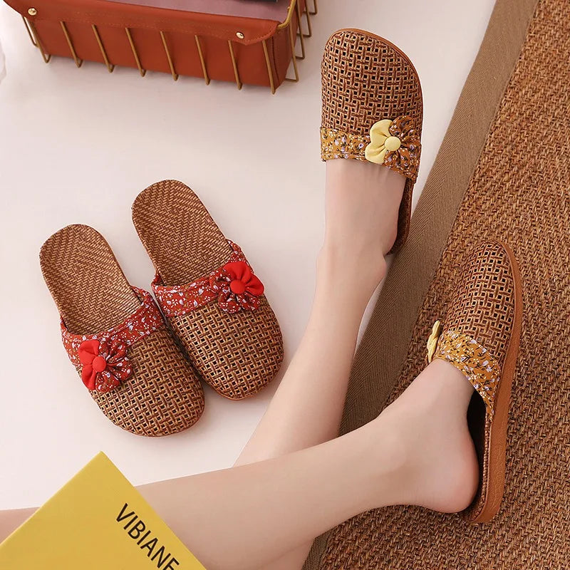 Chaussons d'été en lin avec semelle en bambou