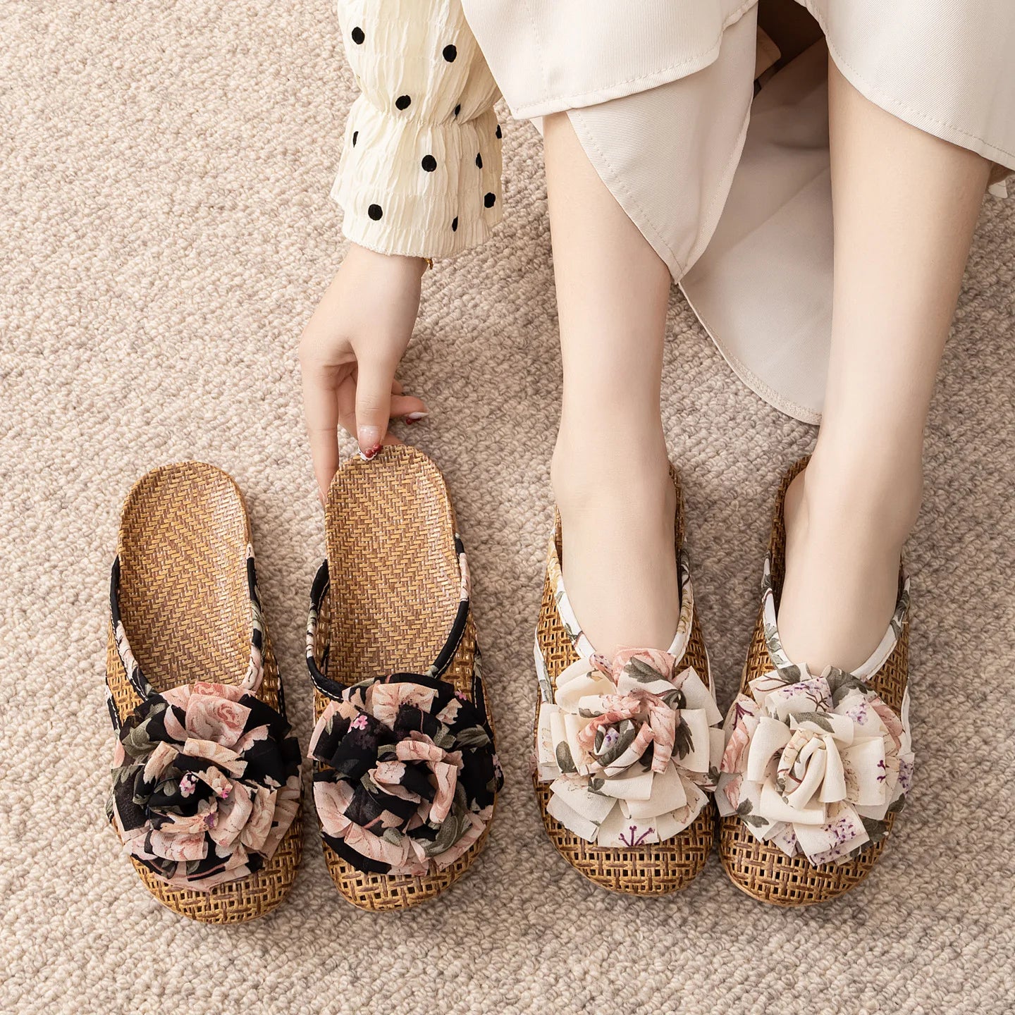 Chaussons d'intérieur en rotin