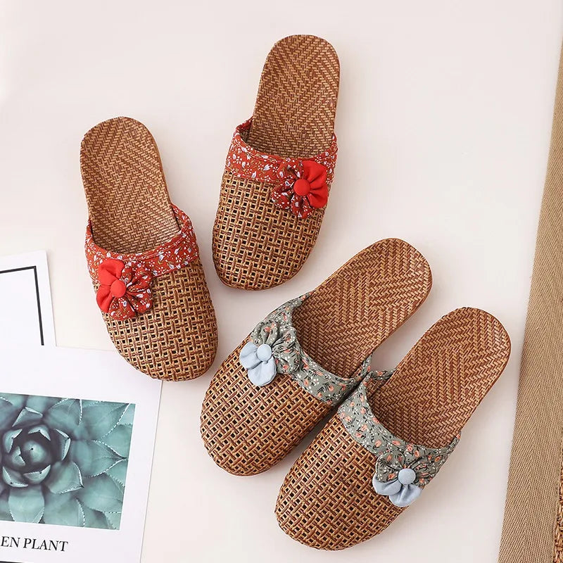 Chaussons d'été en lin avec semelle en bambou