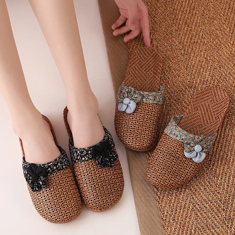 Chaussons d'été en lin avec semelle en bambou